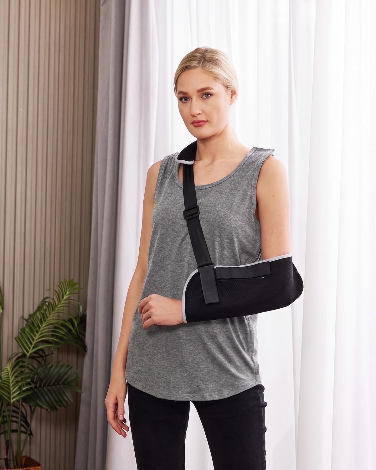 image:imageDeyeek Post Shoulder Surgery Shirts for Women Mens Tearaway Snap Tank TopsGrey