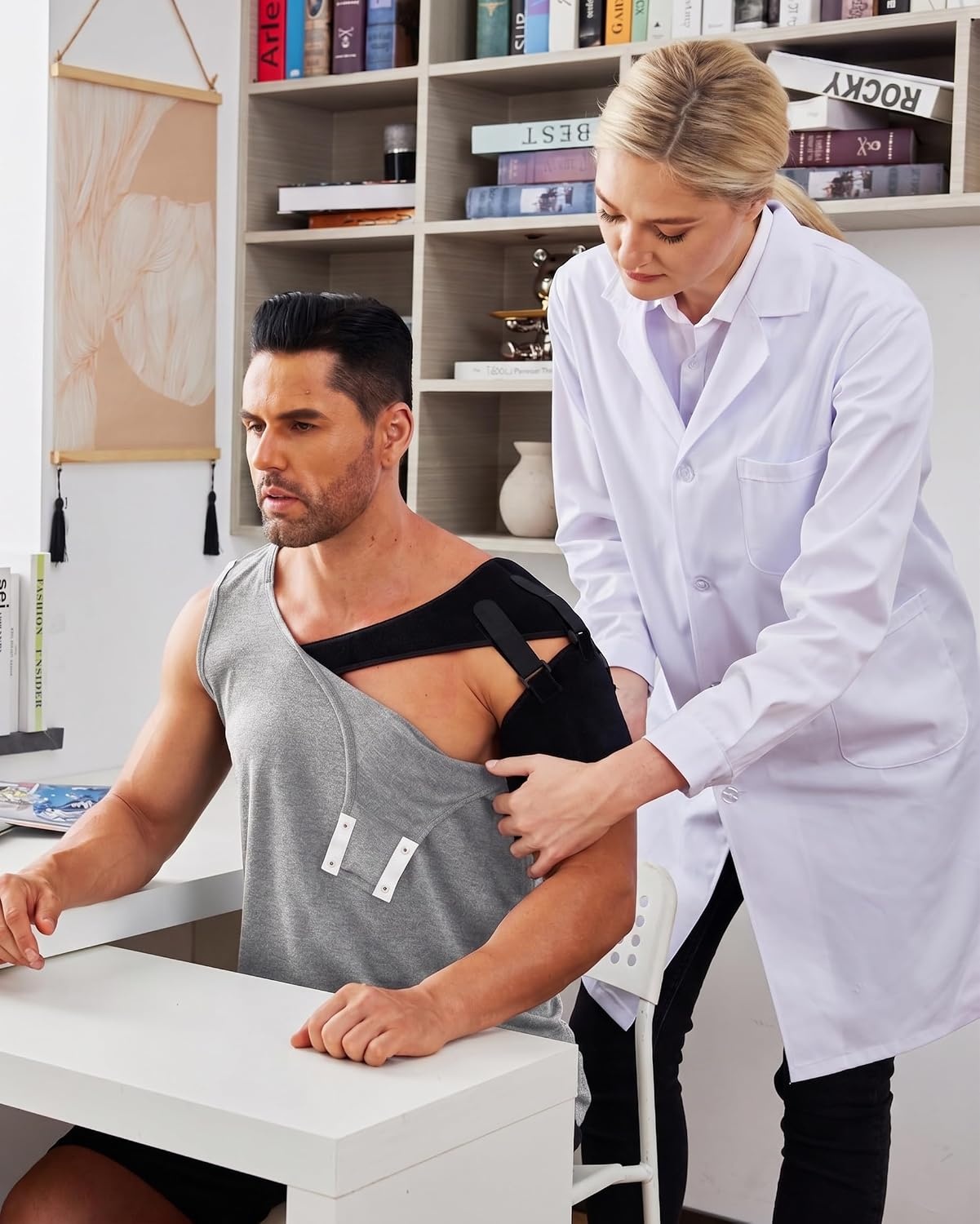image:imageDeyeek Post Shoulder Surgery Shirts for Women Mens Tearaway Snap Tank TopsGrey