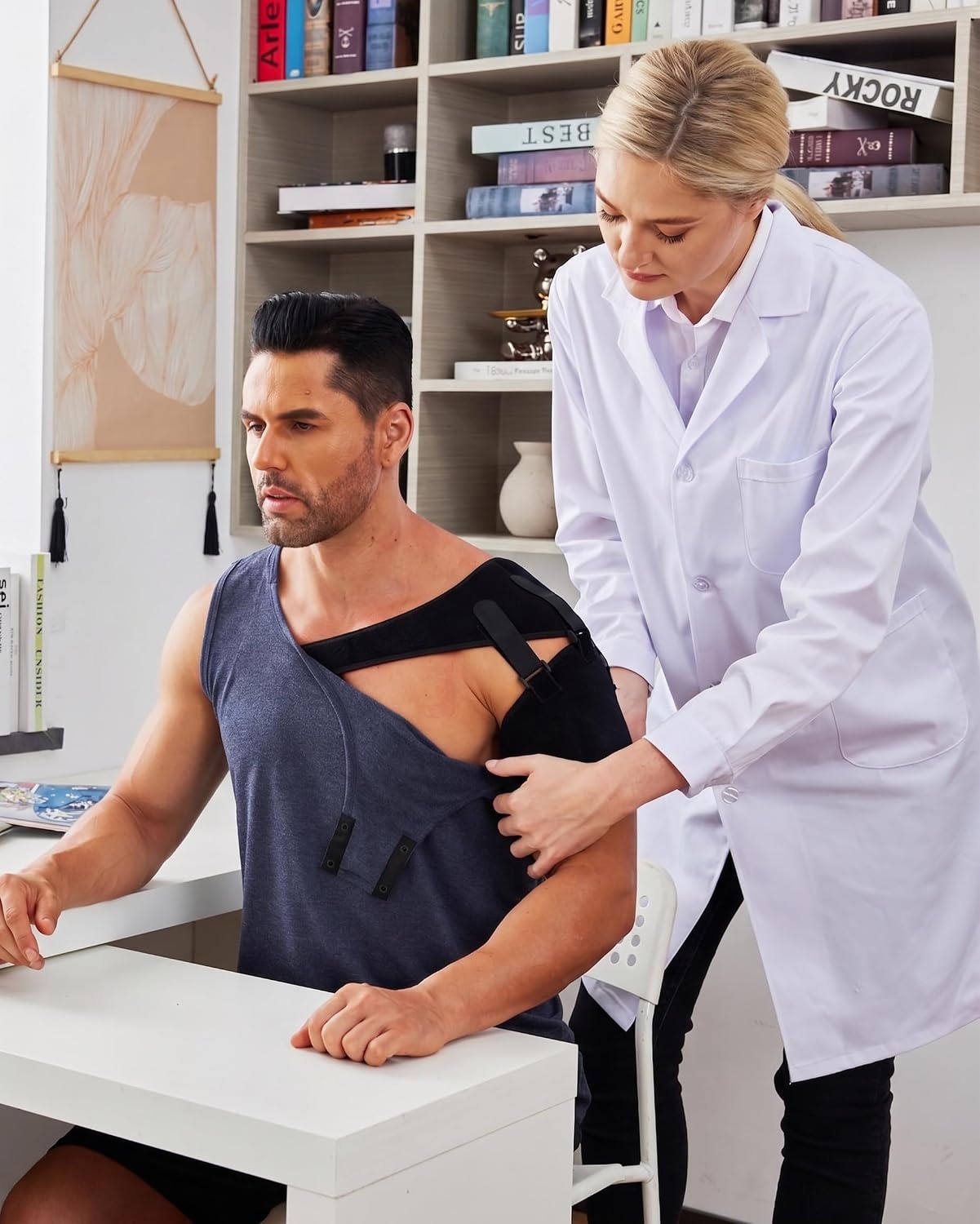 image:imageDeyeek Post Shoulder Surgery Shirts for Women Mens Tearaway Snap Tank TopsNavy Blue