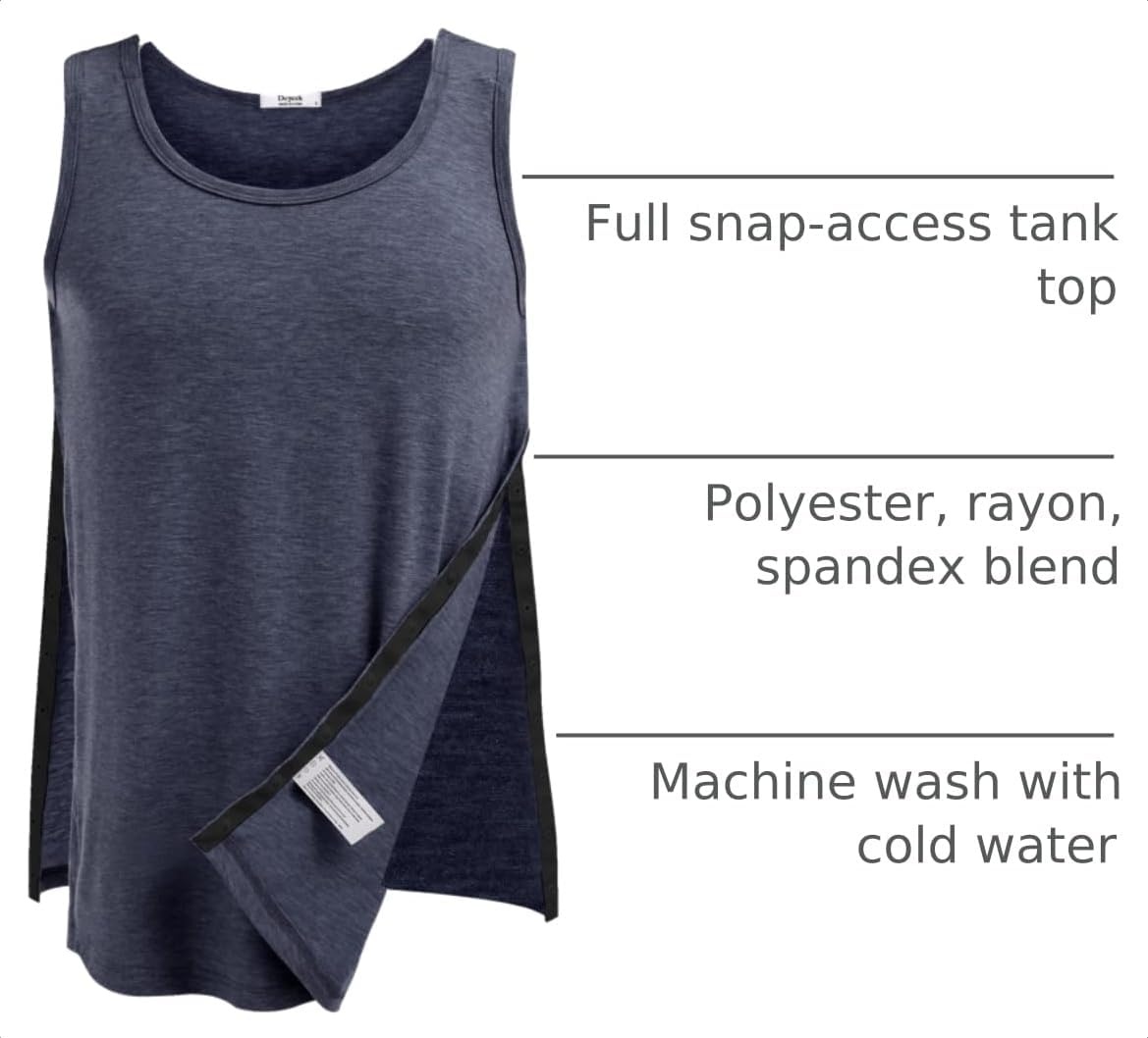 image:imageDeyeek Post Shoulder Surgery Shirts for Women Mens Tearaway Snap Tank TopsNavy Blue