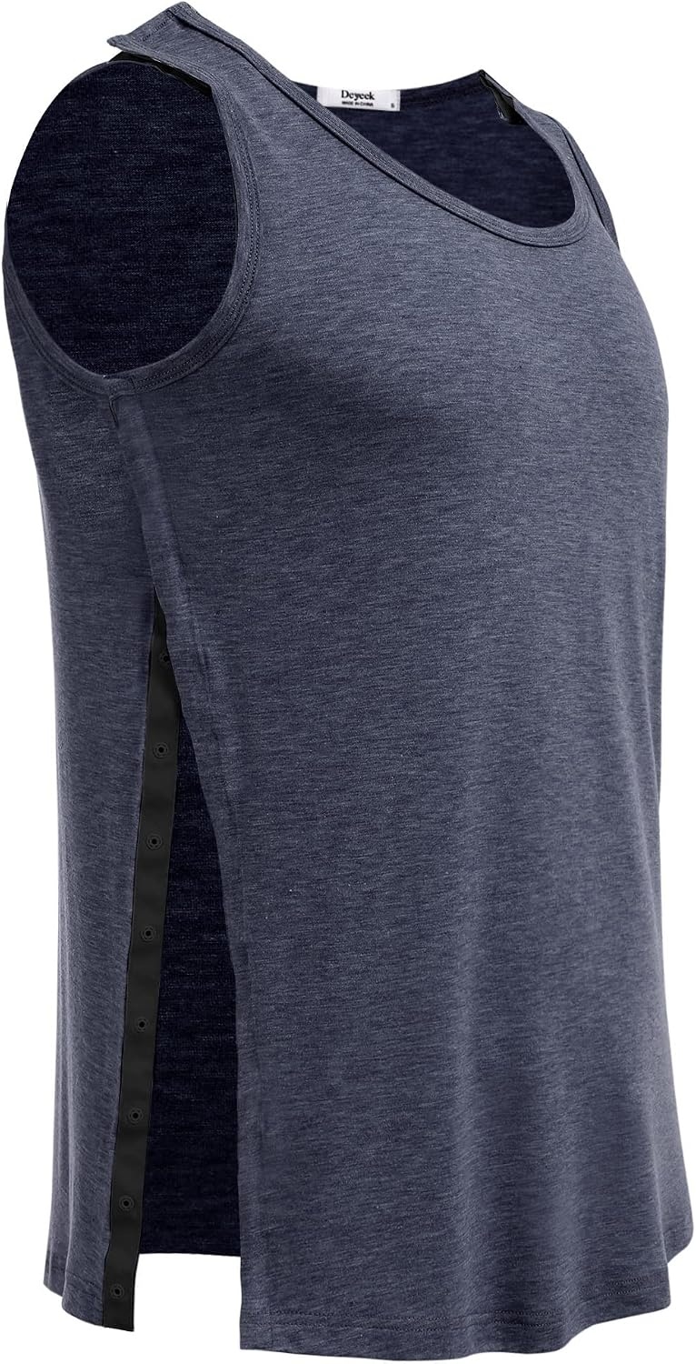 image:imageDeyeek Post Shoulder Surgery Shirts for Women Mens Tearaway Snap Tank TopsNavy Blue