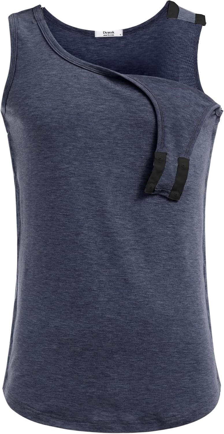 image:imageDeyeek Post Shoulder Surgery Shirts for Women Mens Tearaway Snap Tank TopsNavy Blue