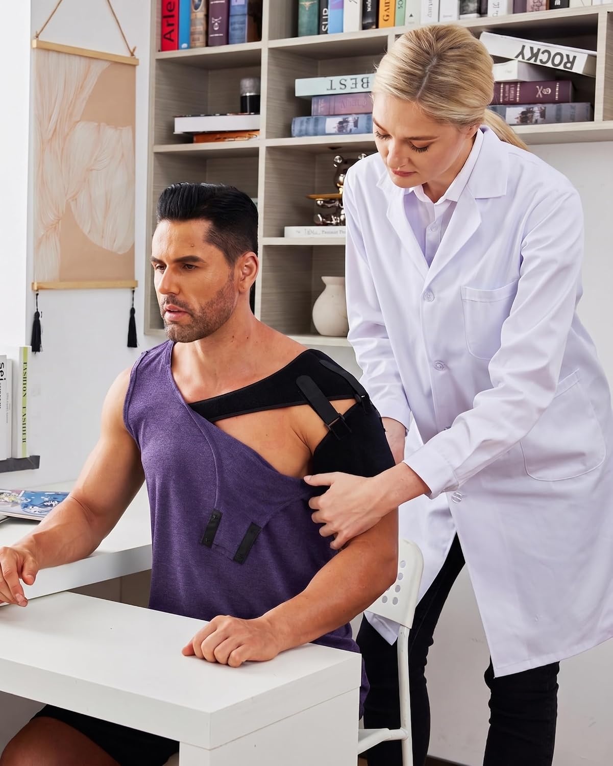 image:imageDeyeek Post Shoulder Surgery Shirts for Women Mens Tearaway Snap Tank TopsPurple