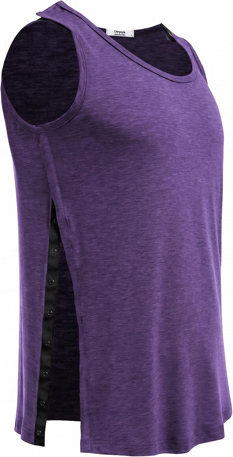 image:imageDeyeek Post Shoulder Surgery Shirts for Women Mens Tearaway Snap Tank TopsPurple