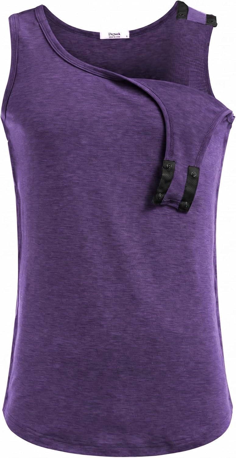 image:imageDeyeek Post Shoulder Surgery Shirts for Women Mens Tearaway Snap Tank TopsPurple