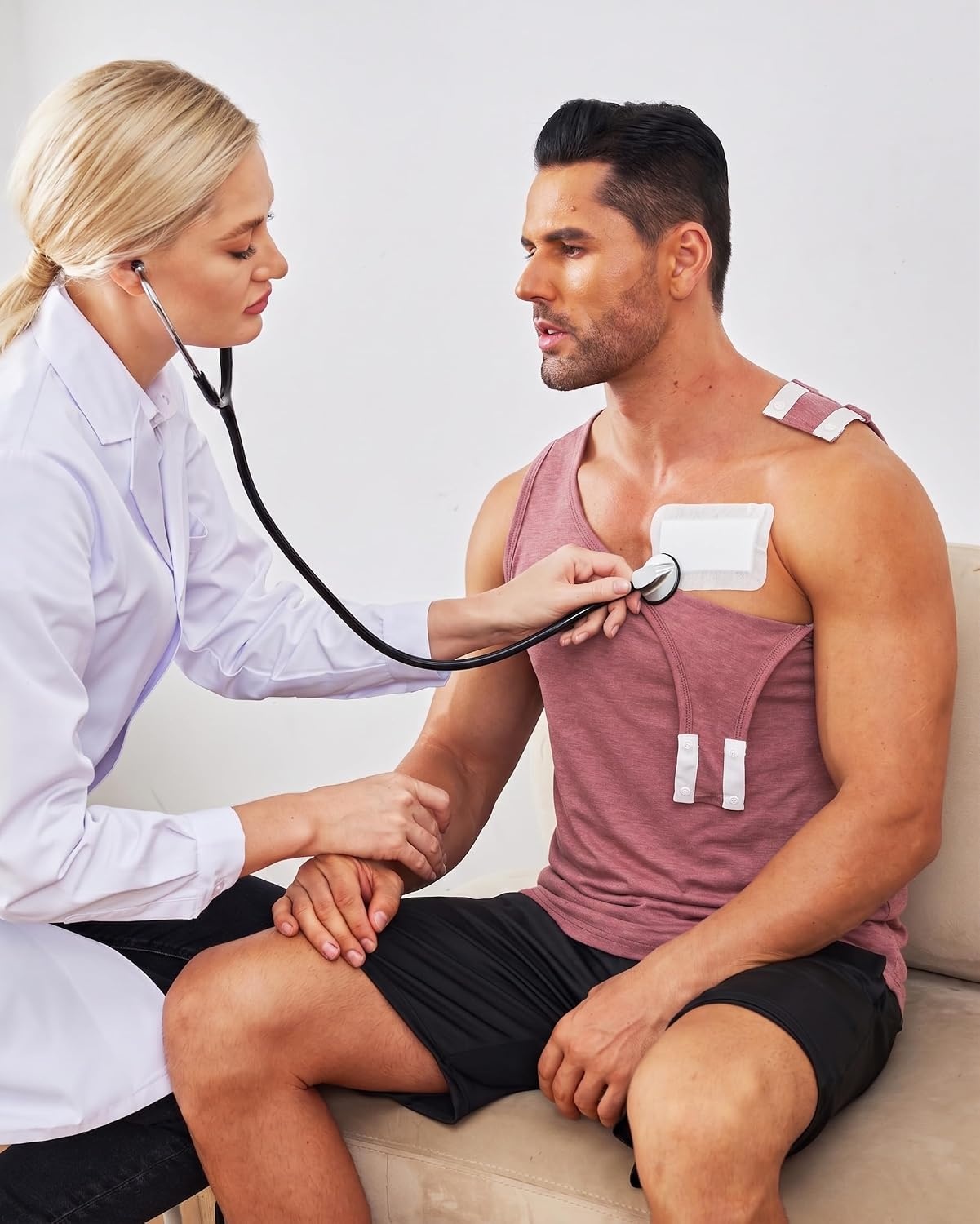 image:imageDeyeek Post Shoulder Surgery Shirts for Women Mens Tearaway Snap Tank TopsRed