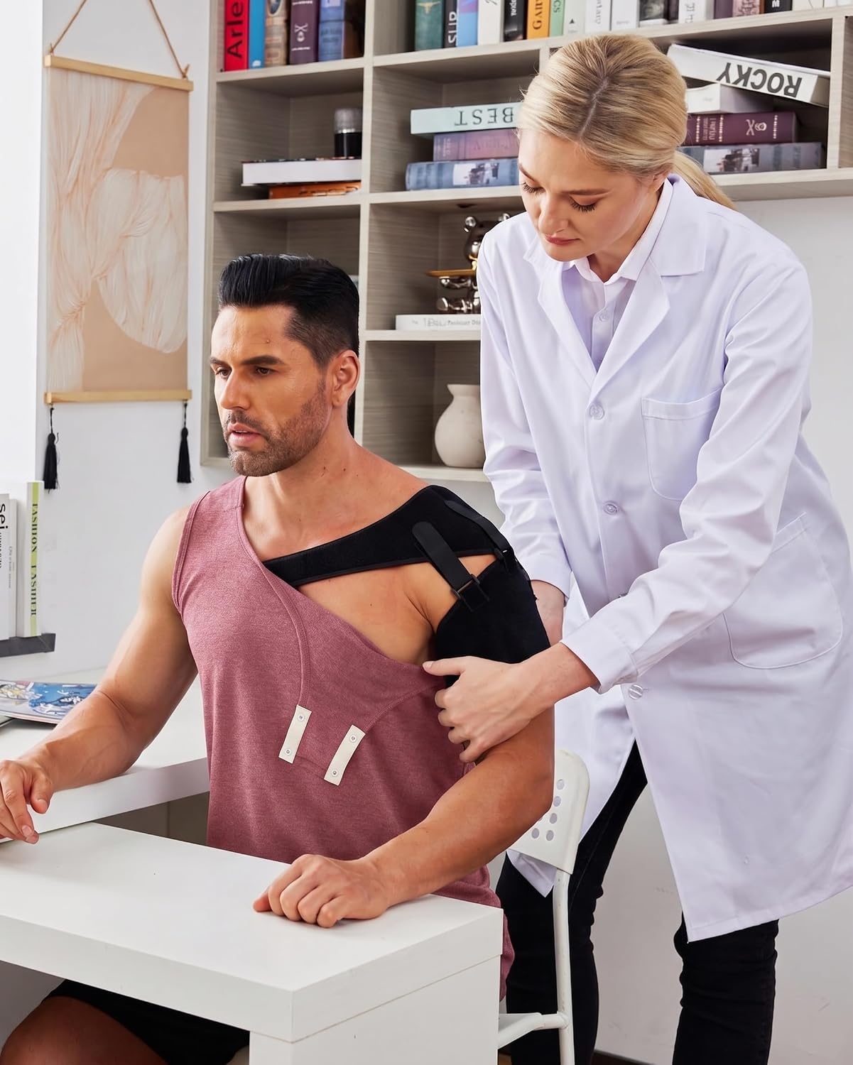 image:imageDeyeek Post Shoulder Surgery Shirts for Women Mens Tearaway Snap Tank TopsRed