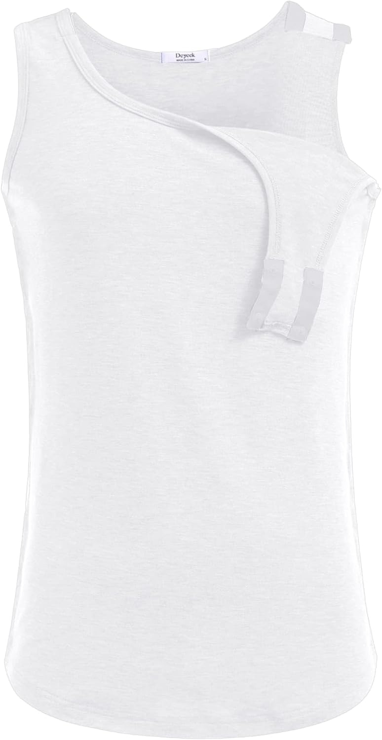 image:imageDeyeek Post Shoulder Surgery Shirts for Women Mens Tearaway Snap Tank TopsWhite