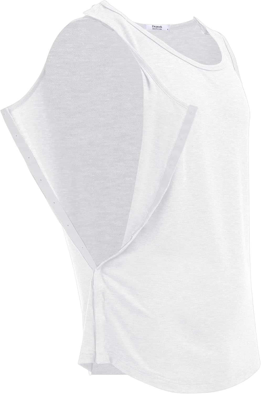 image:imageDeyeek Post Shoulder Surgery Shirts for Women Mens Tearaway Snap Tank TopsWhite