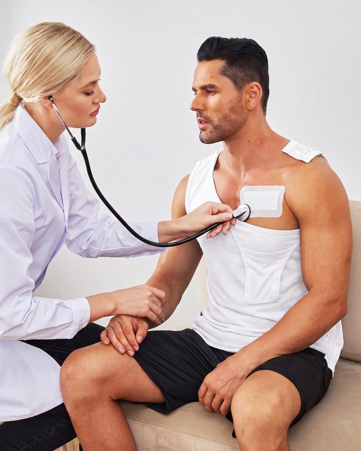image:imageDeyeek Post Shoulder Surgery Shirts for Women Mens Tearaway Snap Tank TopsWhite