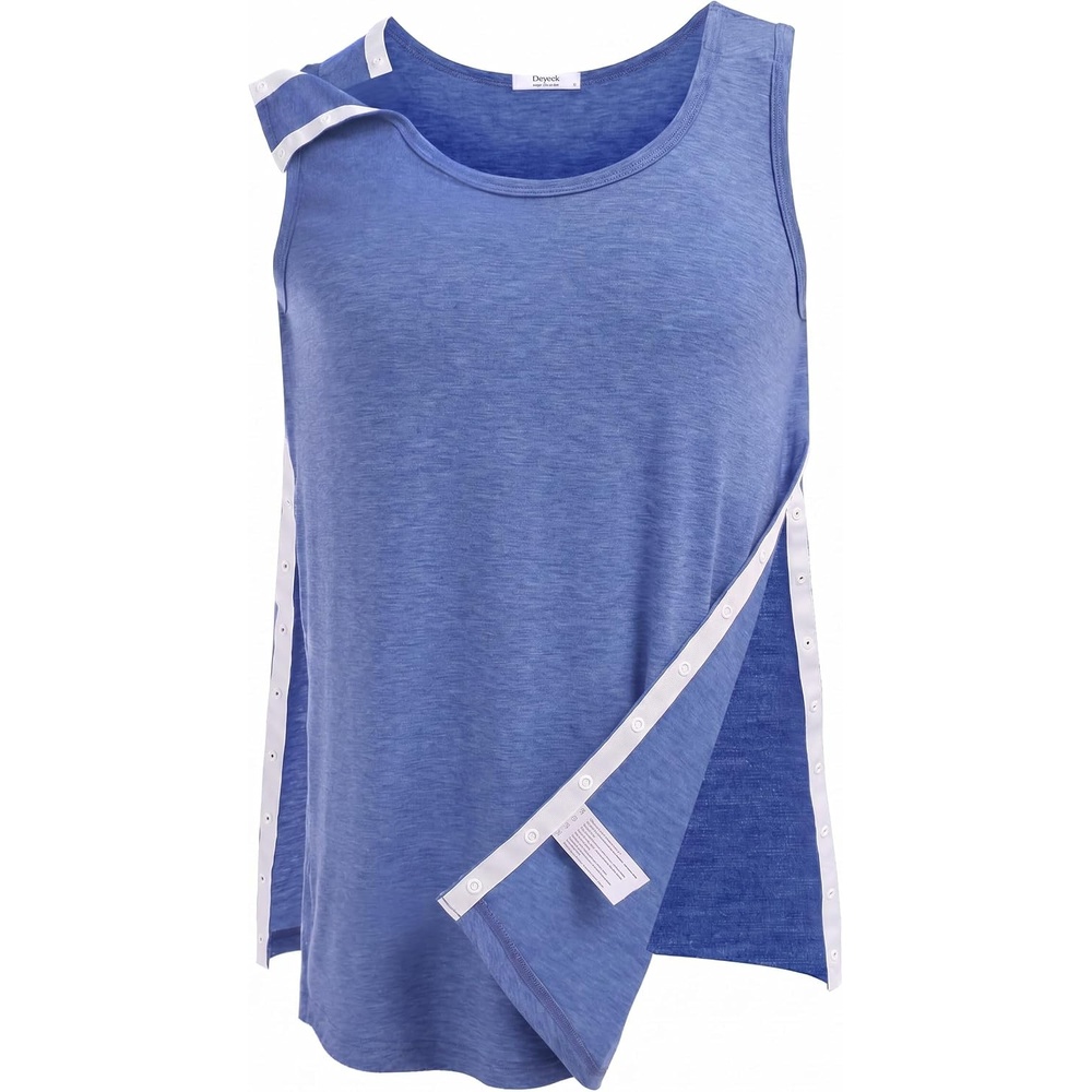 image:imageDeyeek Post Shoulder Surgery Shirts for Women Mens Tearaway Snap Tank TopsBlue