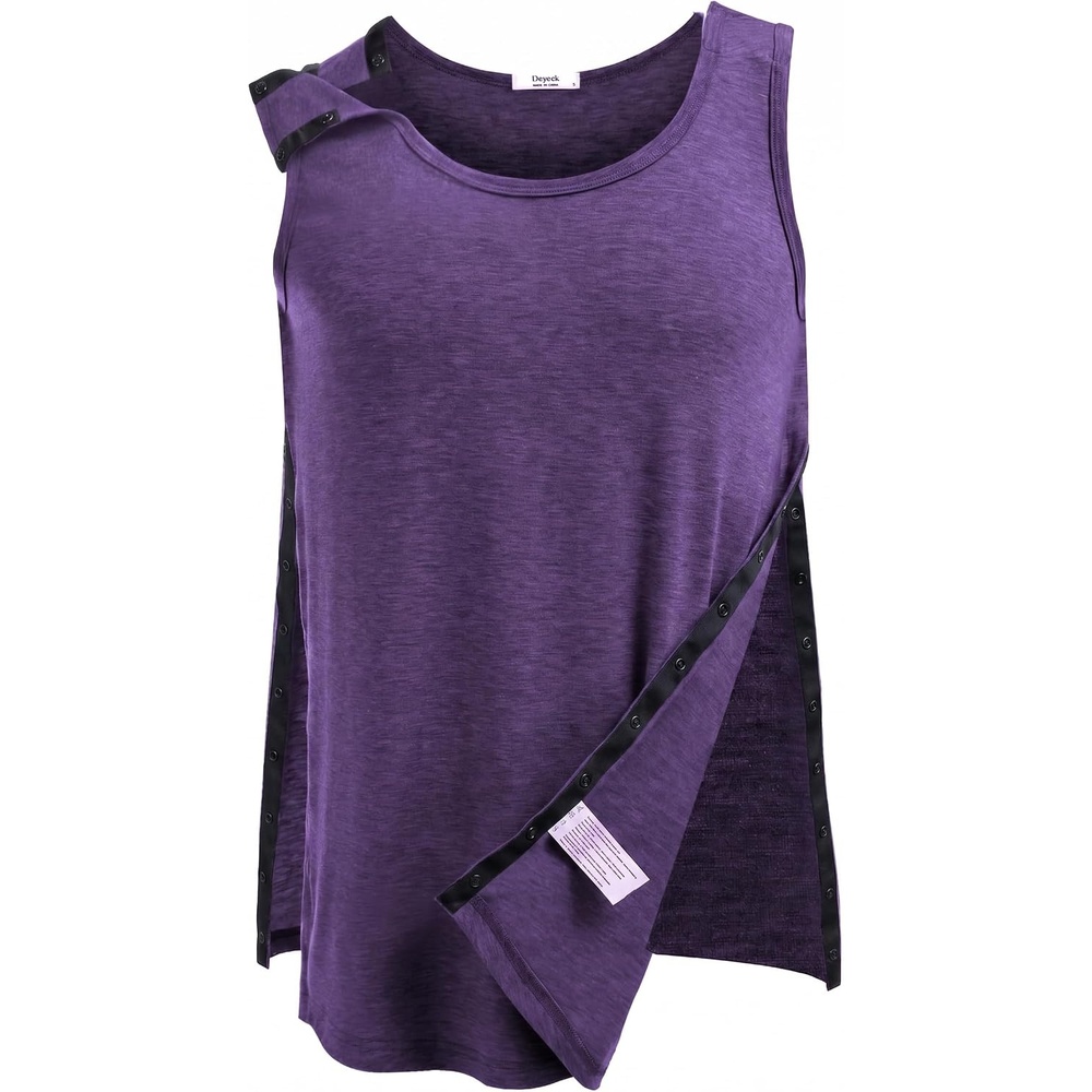 image:imageDeyeek Post Shoulder Surgery Shirts for Women Mens Tearaway Snap Tank TopsPurple
