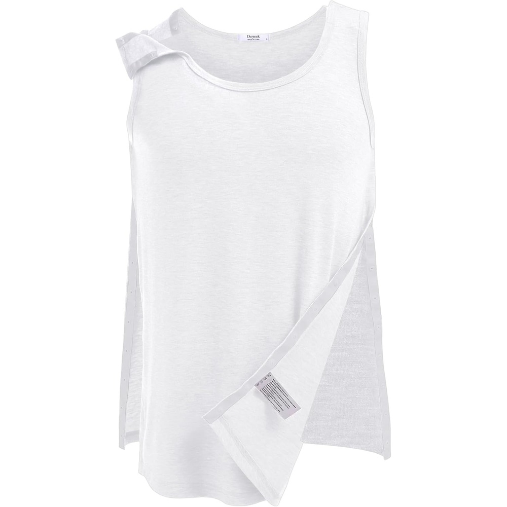 image:imageDeyeek Post Shoulder Surgery Shirts for Women Mens Tearaway Snap Tank TopsWhite