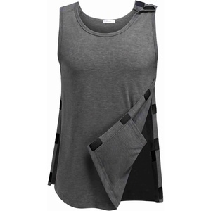 Deyeek Men’s Tear Away Post Shoulder Surgery Shirts(Dark Grey)