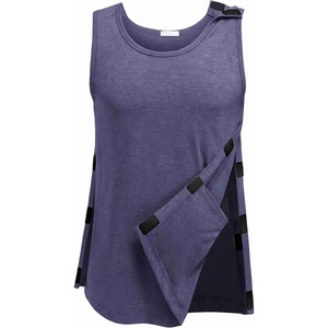 Deyeek Men’s Tear Away Post Shoulder Surgery Shirts(Navy Blue)