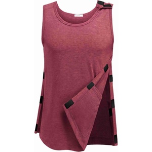 Deyeek Men’s Tear Away Post Shoulder Surgery Shirts(Wine Red)