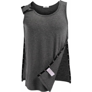 Deyeek Post Shoulder Surgery Shirts for Women Mens Tearaway Snap Tank Tops(Dark Grey)