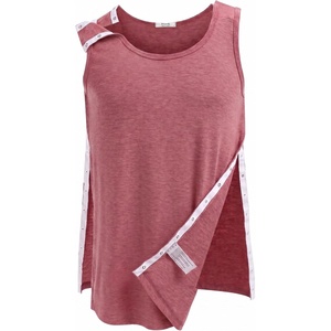Deyeek Post Shoulder Surgery Shirts for Women Mens Tearaway Snap Tank Tops(Red)