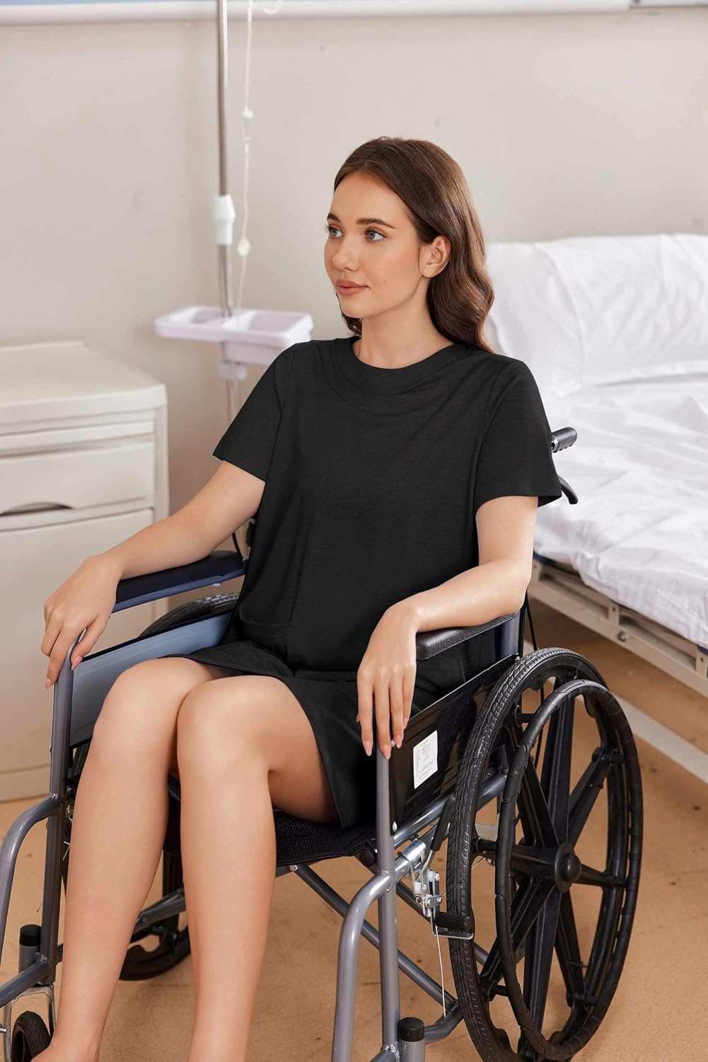 image:imageDeyeek Open Back Hospital Gowns for Women Tear Away Post Surgery DressesBlack
