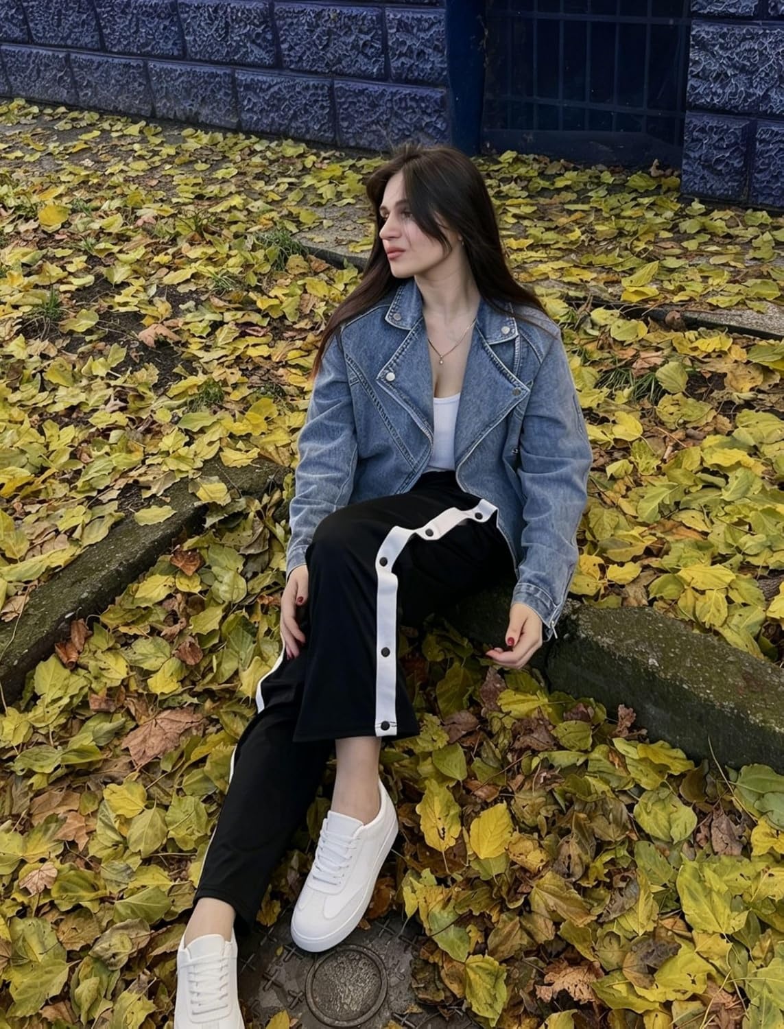 image:imageDeyeek Tear Away Pants for Women Side Split Snap Open Bottom Sweatpants LegBlack