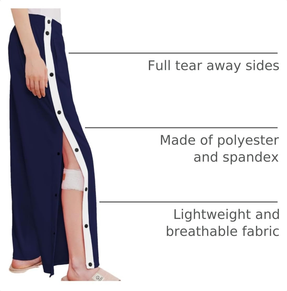 image:imageDeyeek Tear Away Pants for Women Side Split Snap Open Bottom Sweatpants LegNavy Blue