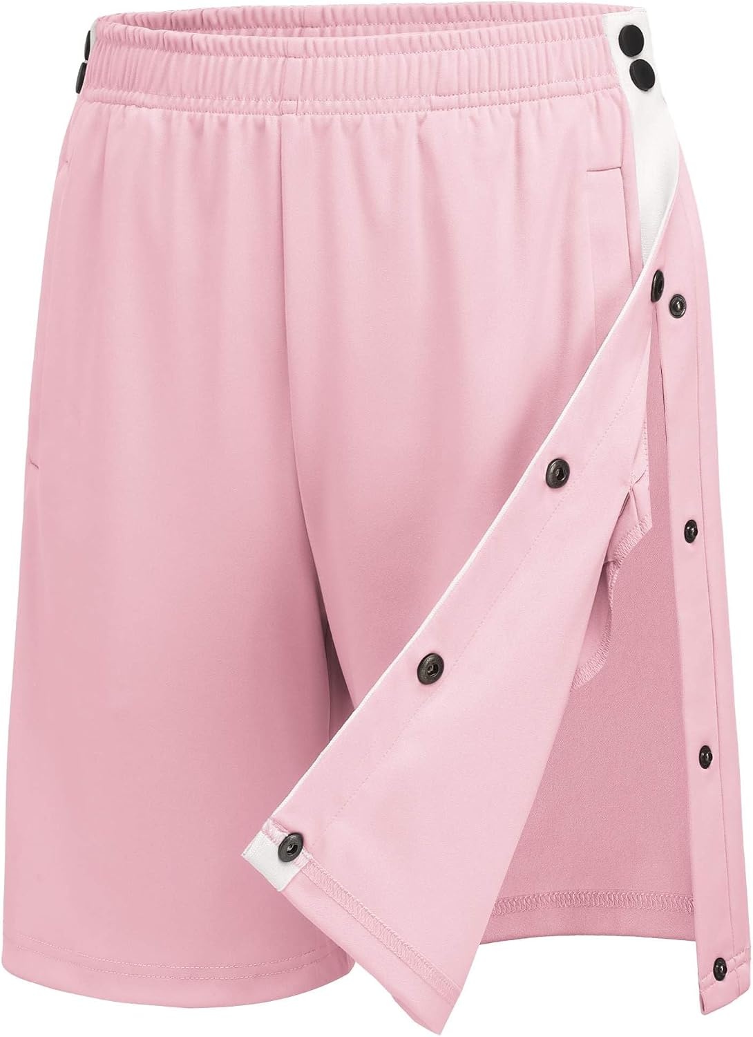 image:imageDeyeek Womens Tear Away Side Split Snap Shorts Post Surgery with PocketsDeep Pink