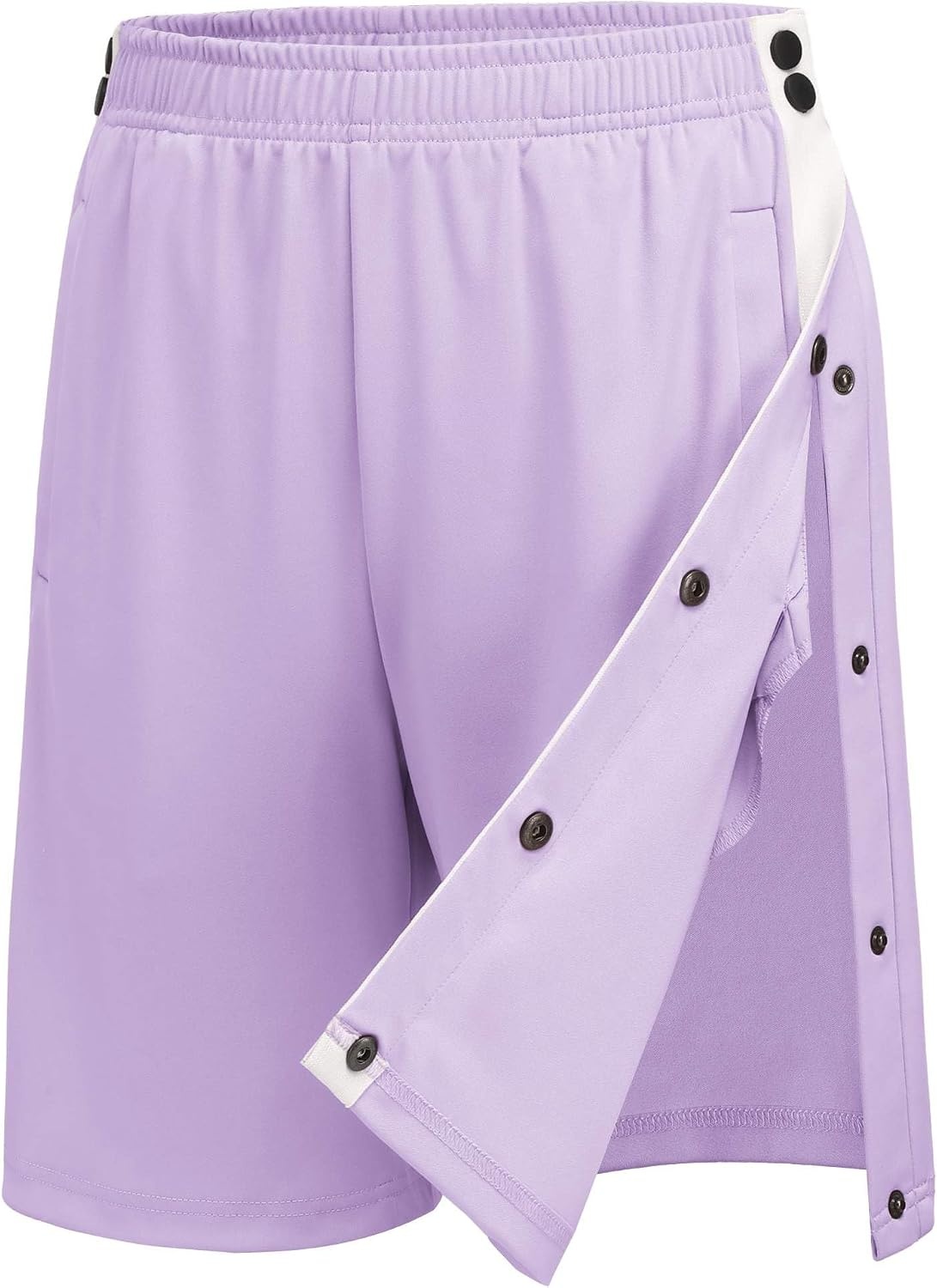 image:imageDeyeek Womens Tear Away Side Split Snap Shorts Post Surgery with PocketsLight Purple