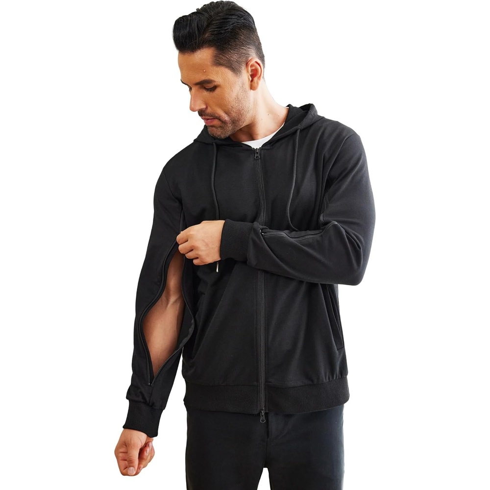 image:imageDeyeek Dialysis Sweatshirt with Arm Zipper Full Zip Dialysis Hoodie JacketBlack