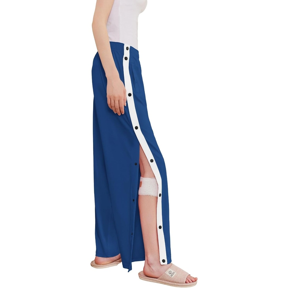 image:imageDeyeek Tear Away Pants for Women Side Split Snap Open Bottom Sweatpants LegNavy