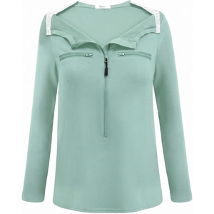 Deyeek Women’s Long Sleeve Chemo Shirts Port Access Chemotherapy Apparel(Ice Green)