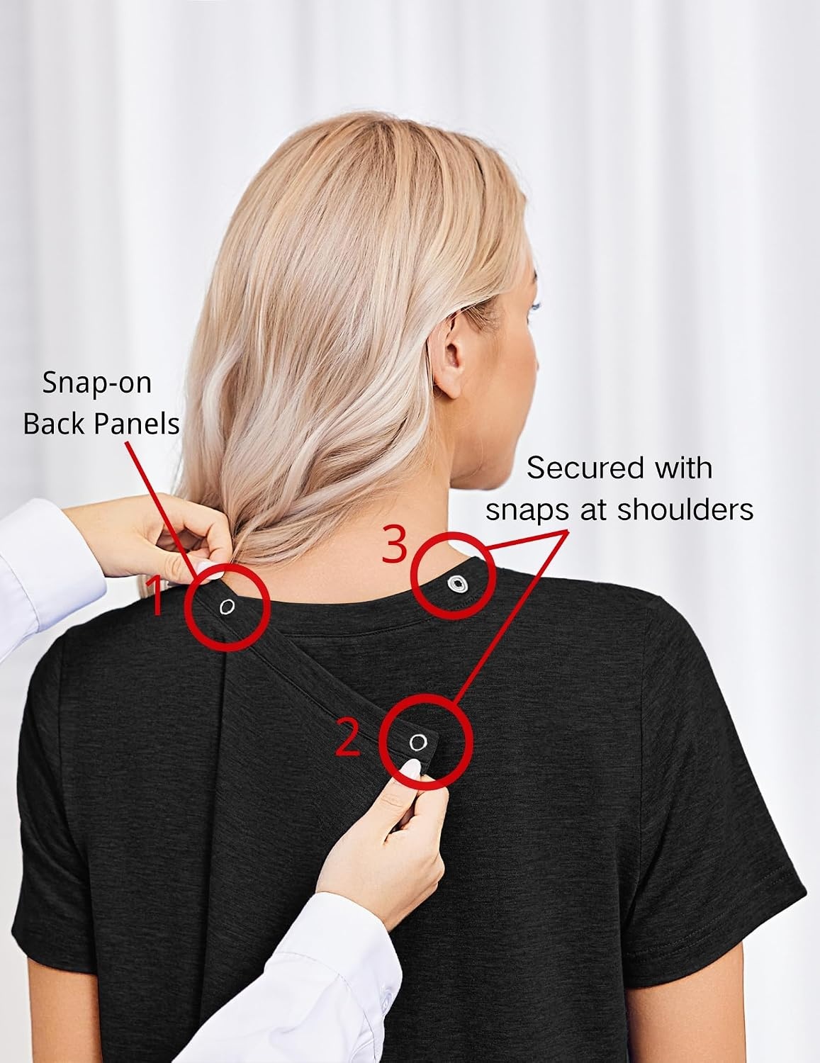 image:imageDeyeek Post Surgery Shirts for Women Tear Away Snap Open Back Hospital TopsBlack