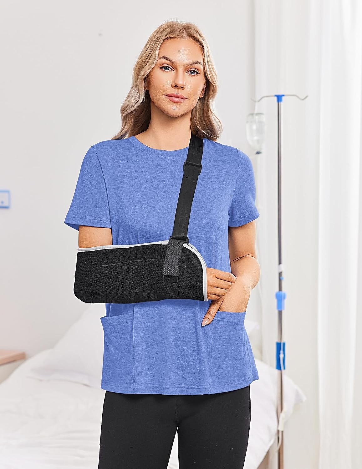 image:imageDeyeek Post Surgery Shirts for Women Tear Away Snap Open Back Hospital TopsBlue