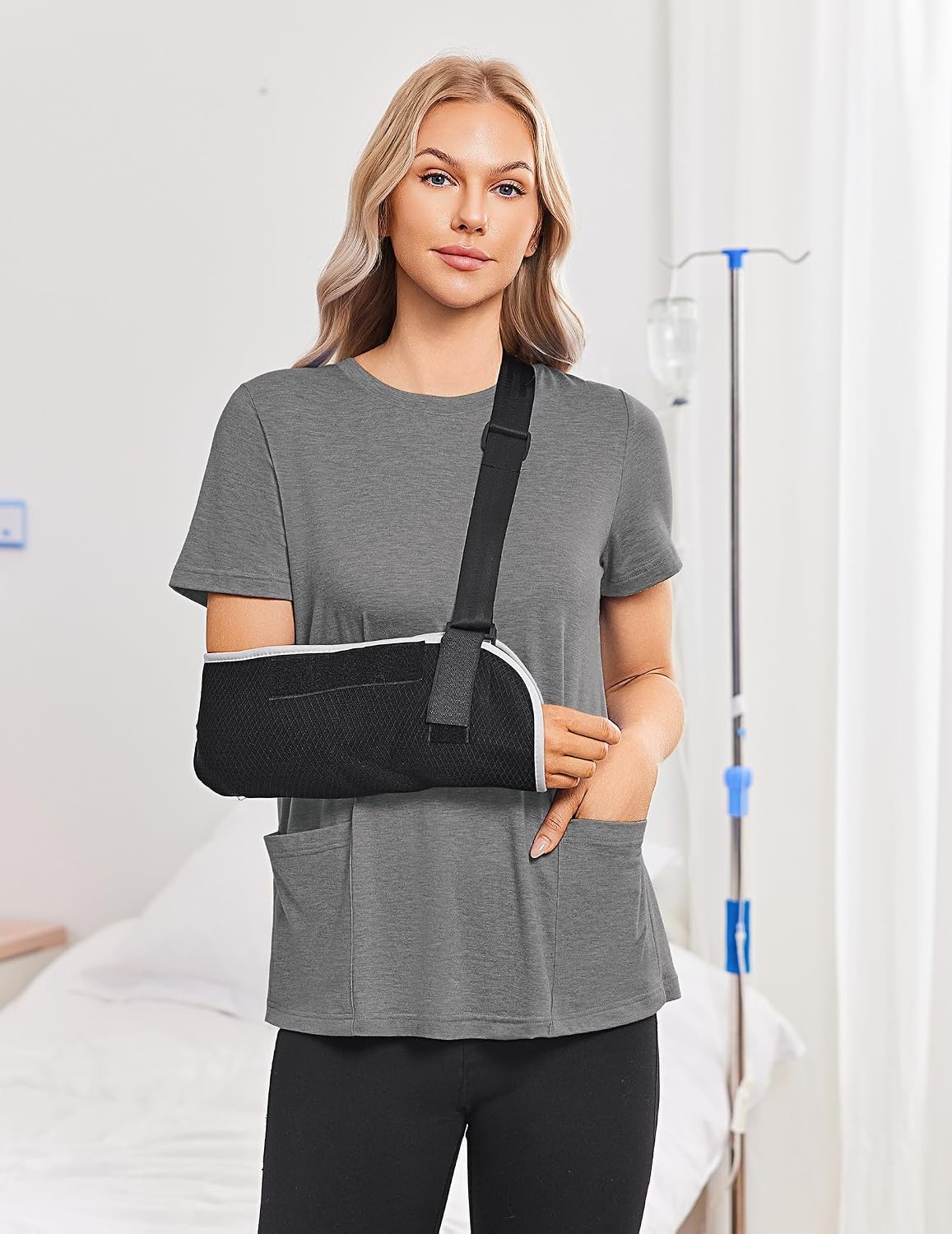 image:imageDeyeek Post Surgery Shirts for Women Tear Away Snap Open Back Hospital TopsGrey