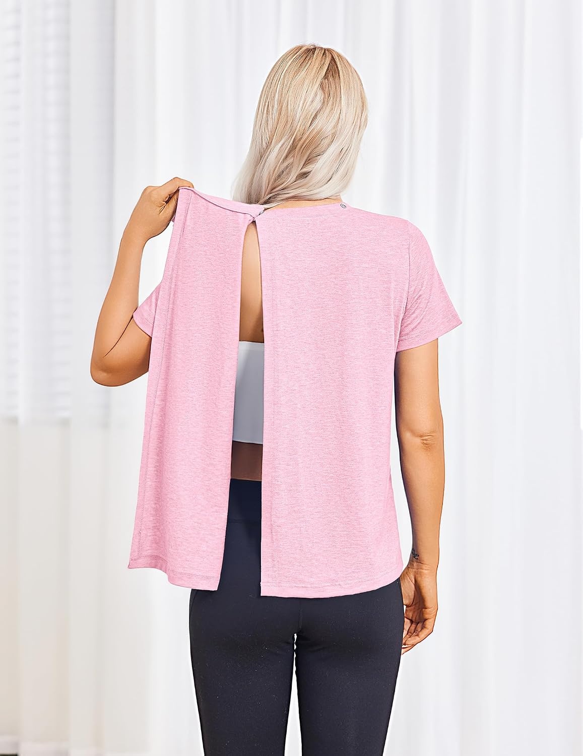 image:imageDeyeek Post Surgery Shirts for Women Tear Away Snap Open Back Hospital TopsPink