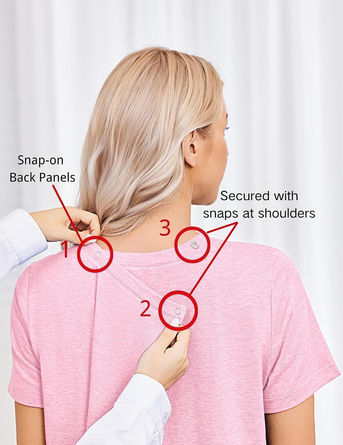 image:imageDeyeek Post Surgery Shirts for Women Tear Away Snap Open Back Hospital TopsPink