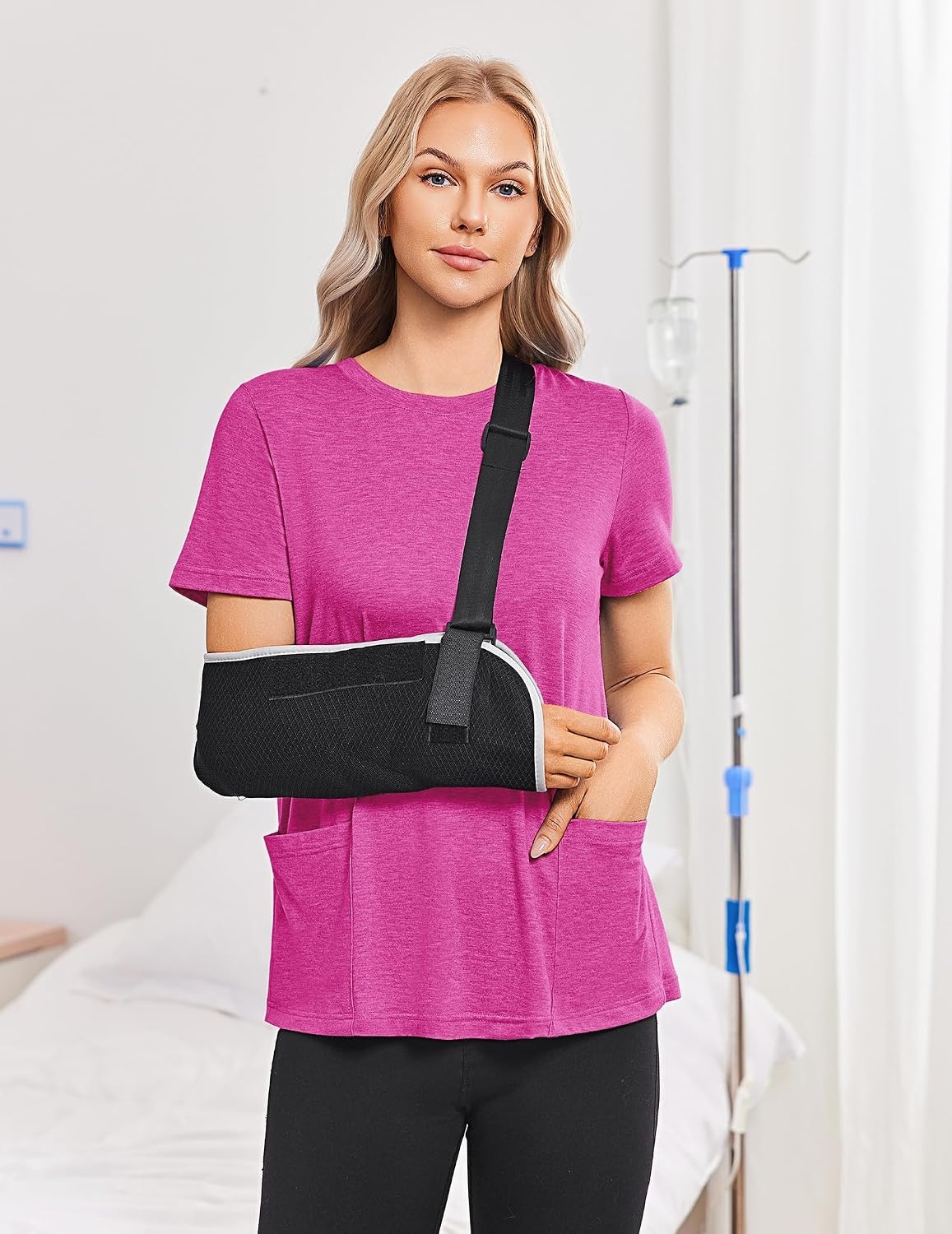 image:imageDeyeek Post Surgery Shirts for Women Tear Away Snap Open Back Hospital TopsRose Red