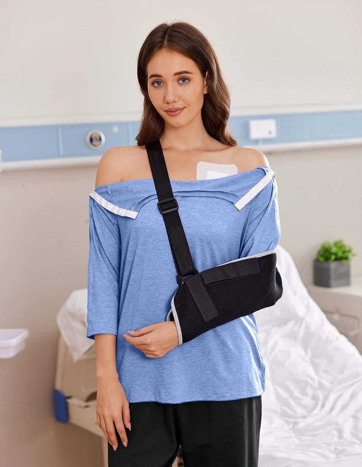 image:imageDeyeek Womens Post Shoulder Surgery Shirts Tear Away 34 Snap TopsBlue