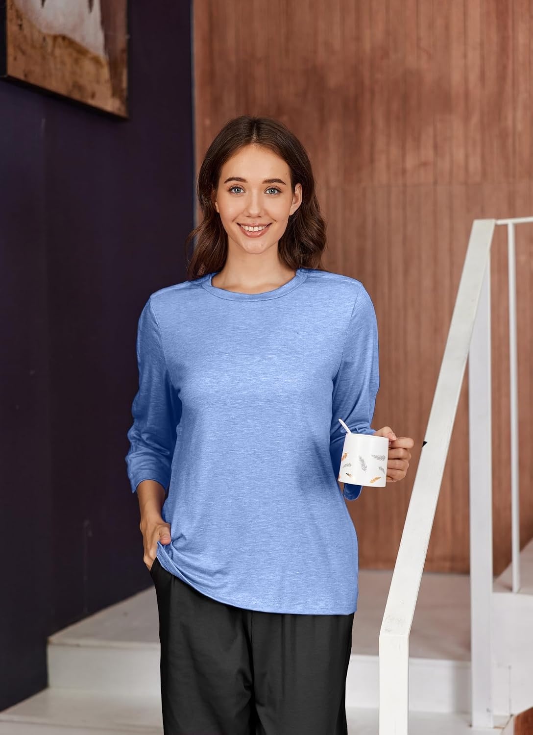 image:imageDeyeek Womens Post Shoulder Surgery Shirts Tear Away 34 Snap TopsBlue