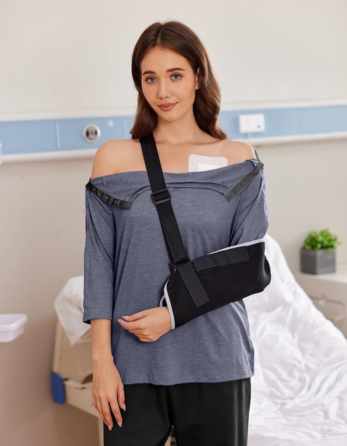 image:imageDeyeek Womens Post Shoulder Surgery Shirts Tear Away 34 Snap TopsBlue Purple