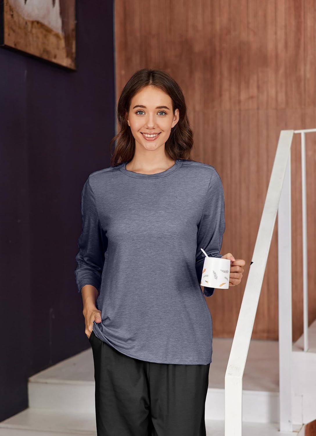 image:imageDeyeek Womens Post Shoulder Surgery Shirts Tear Away 34 Snap TopsBlue Purple